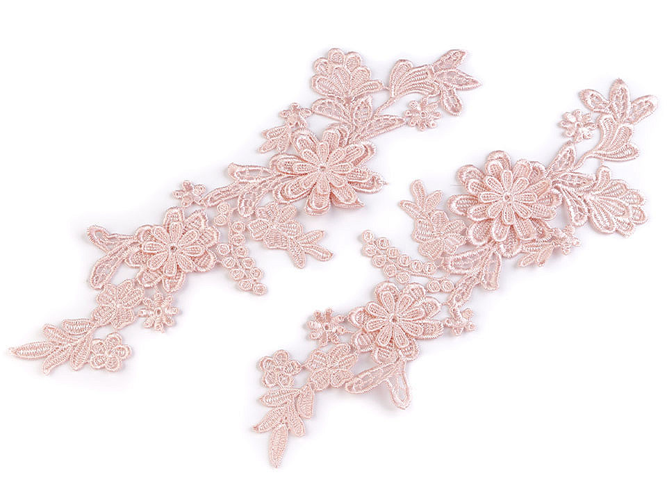 Aplicații din dantelă 3d, 10x28 cm - Alb (2 Bucăți)