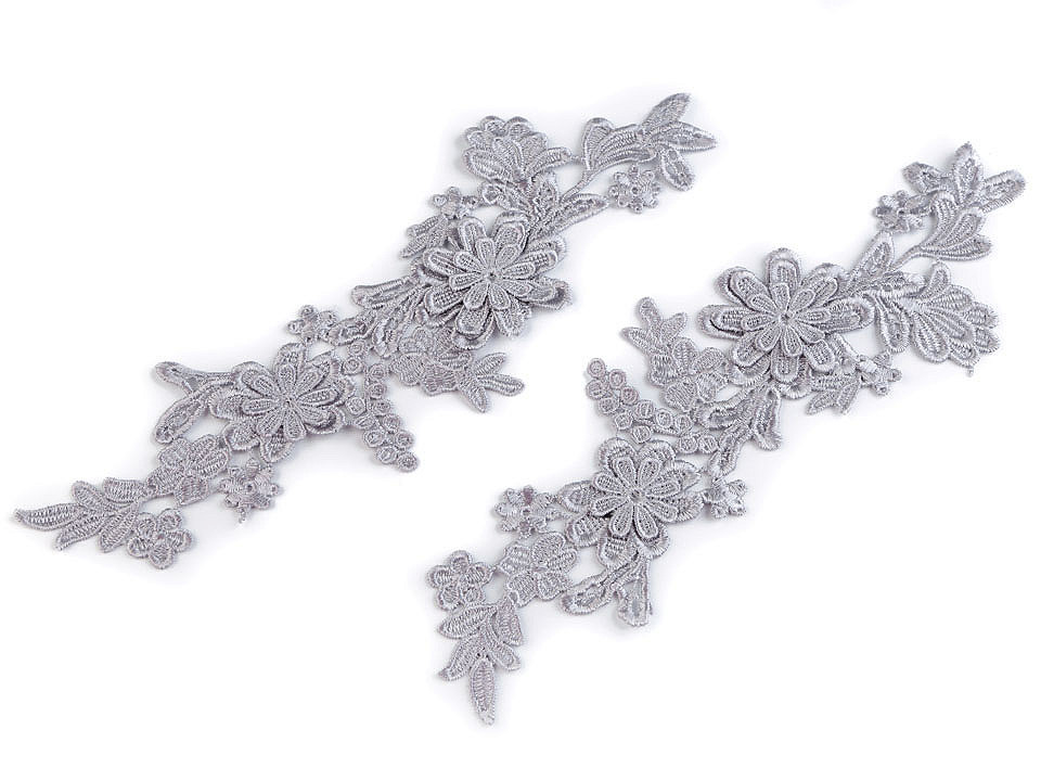 Aplicații din dantelă 3d, 10x28 cm - Alb (2 Bucăți)