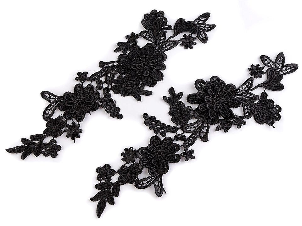 Aplicații din dantelă 3d, 10x28 cm - Alb (2 Bucăți)