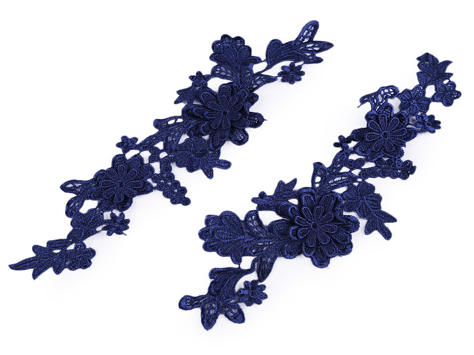 Aplicații din dantelă 3d, 10x28 cm - Alb (2 Bucăți)