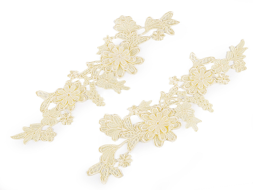 Aplicații din dantelă 3d, 10x28 cm - Alb (2 Bucăți)