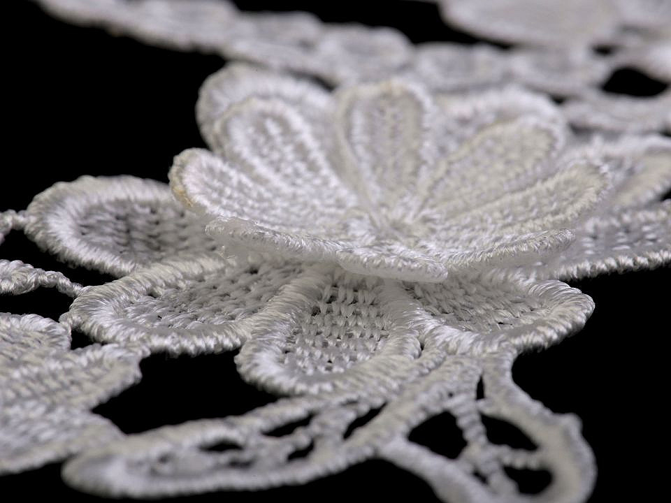 Aplicații din dantelă 3d, 10x28 cm - Alb (2 Bucăți)