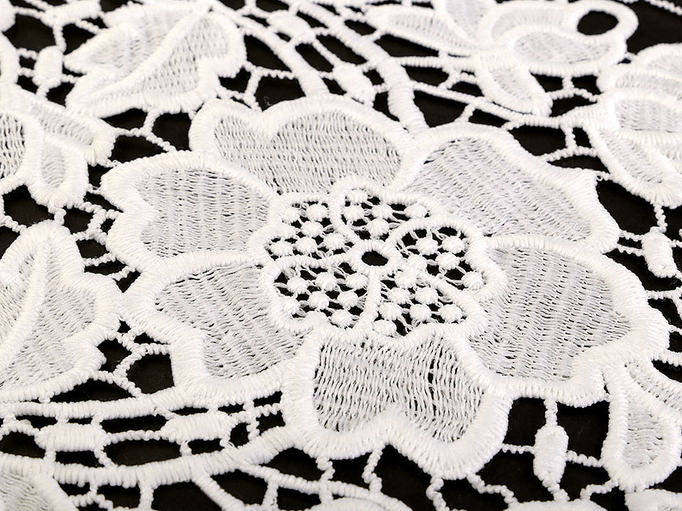 Dantelă brodată / napron, lățime 36 cm - Off white (1 Metru)