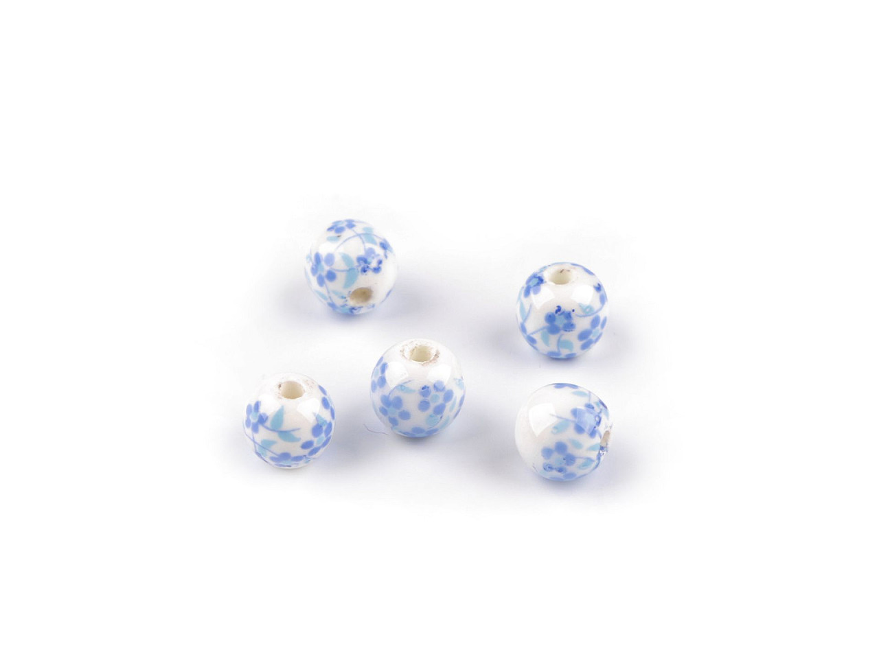 Mărgele porțelan, motiv floral, ø8 mm - Mov închis (5 Bucăți)