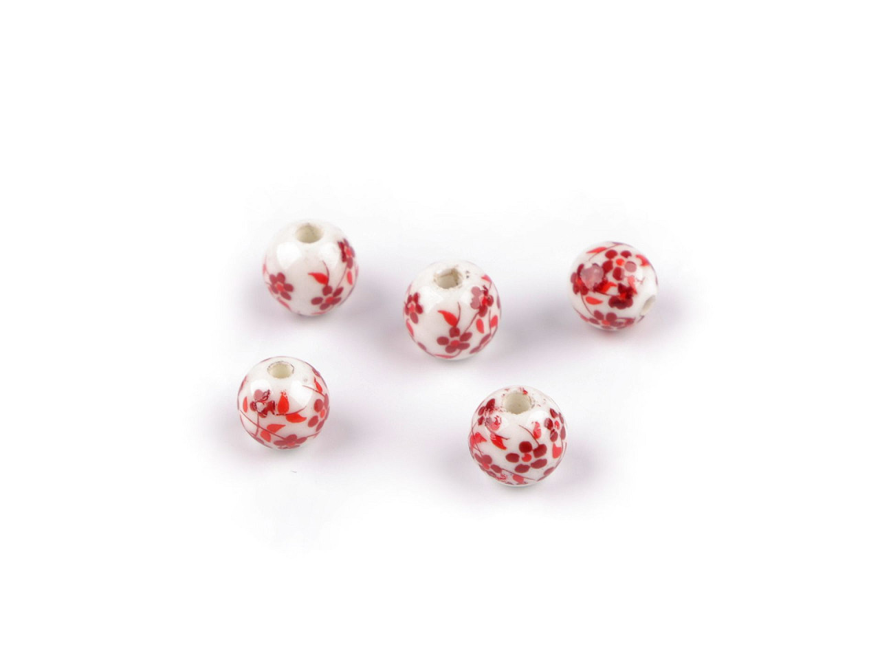 Mărgele porțelan, motiv floral, ø8 mm - Mov închis (5 Bucăți)