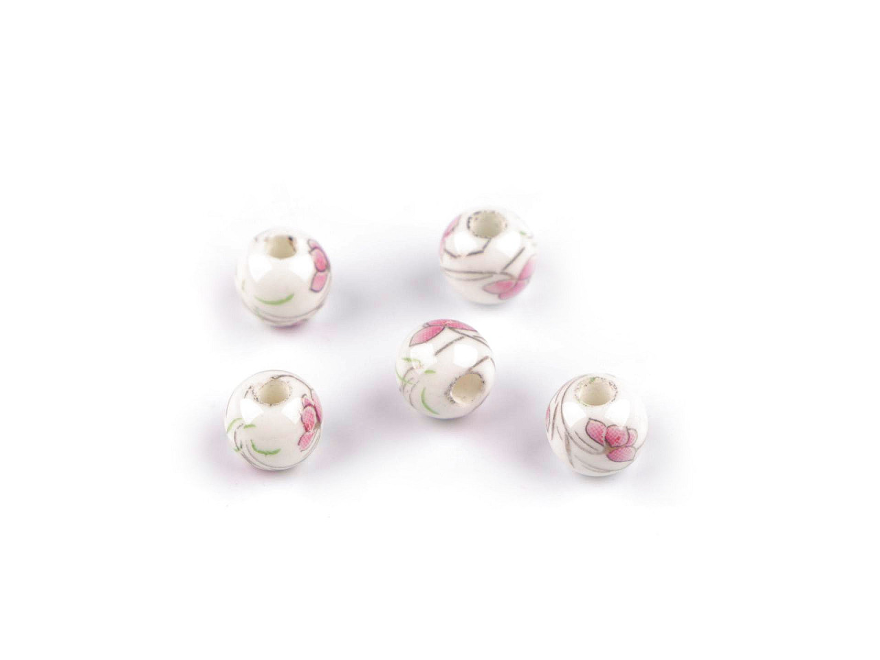 Mărgele porțelan, motiv floral, ø8 mm - Mov închis (5 Bucăți)