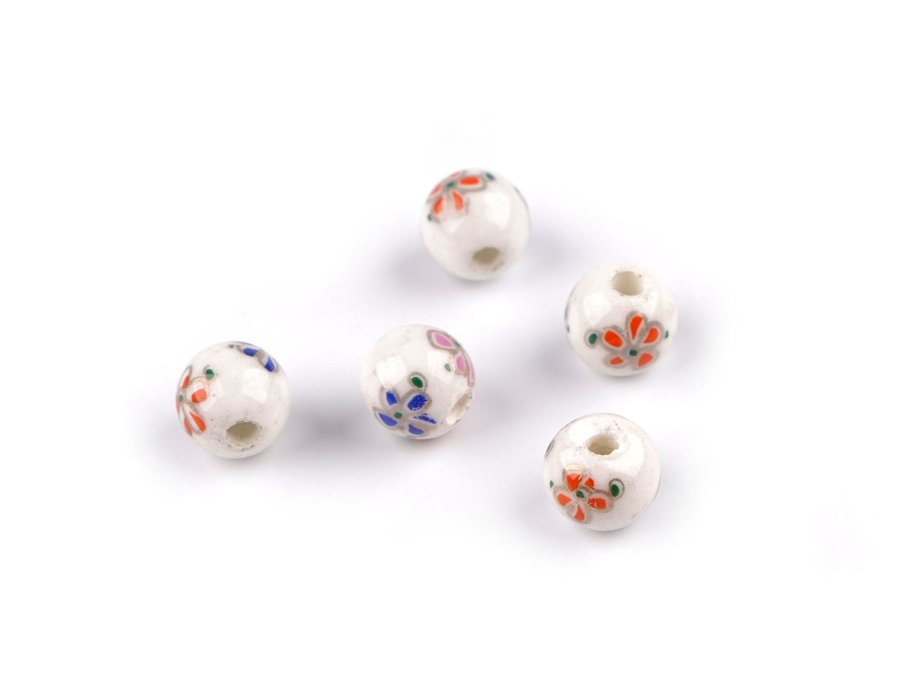 Mărgele porțelan, motiv floral, ø8 mm - Mov închis (5 Bucăți)