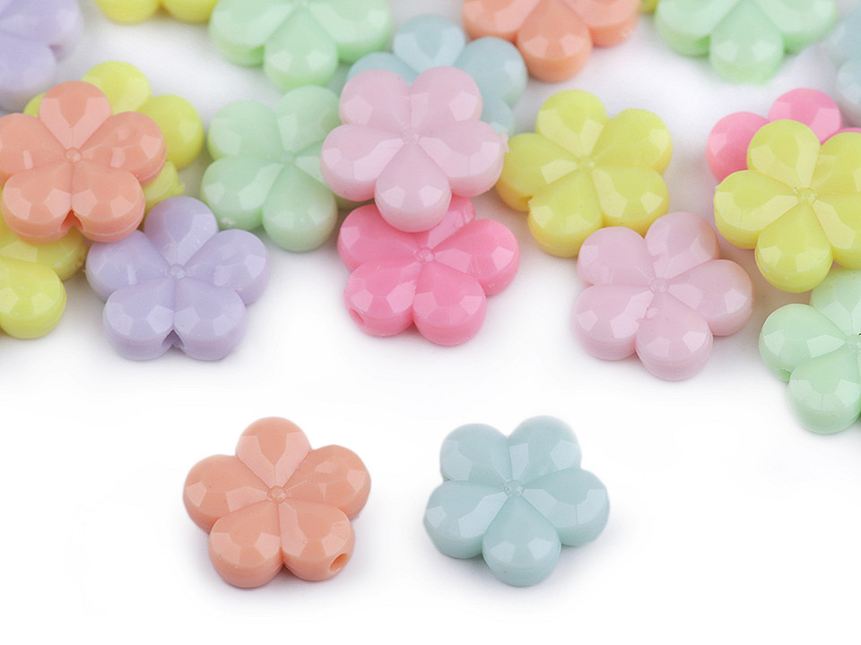 Mărgele plastic - stea, inimă, floare, 20 g - Mix (1 Sac)