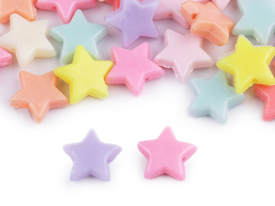 Mărgele plastic - stea, inimă, floare, 20 g - Mix (1 Sac)
