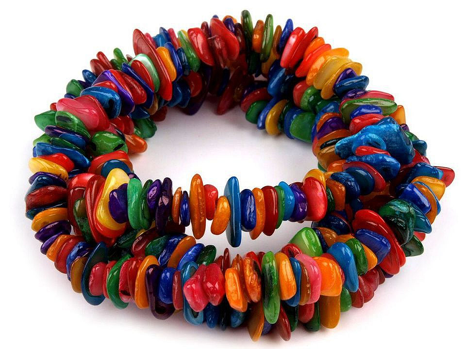 Mărgele chipsuri sidef colorat, șirag 80-85 cm - Multicolor (1 Șir)