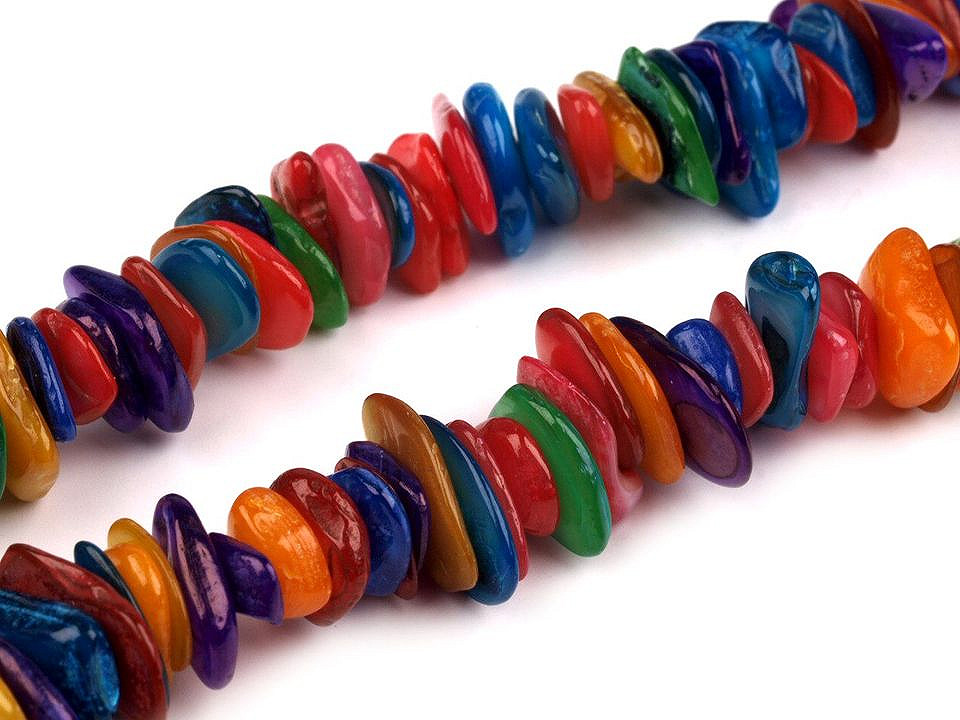 Mărgele chipsuri sidef colorat, șirag 80-85 cm - Multicolor (1 Șir)