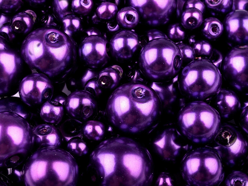 Perle sticlă lucioase, mix mărimi, ø4-12 mm - Violet (500 Grame)