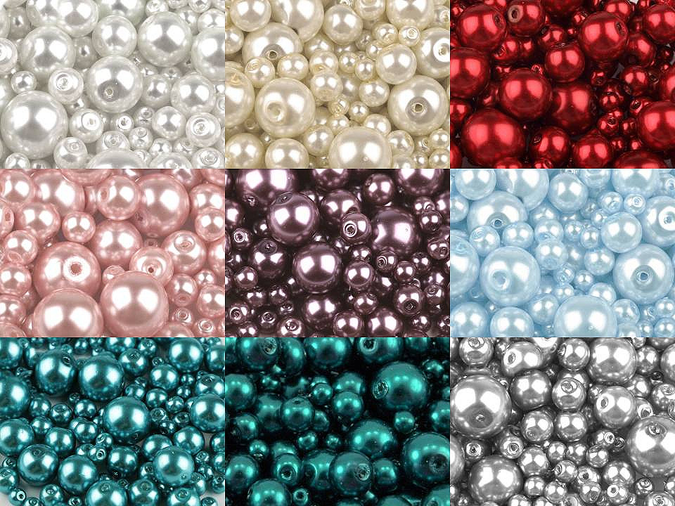 Perle sticlă lucioase, mix mărimi, ø4-12 mm - Violet (500 Grame)