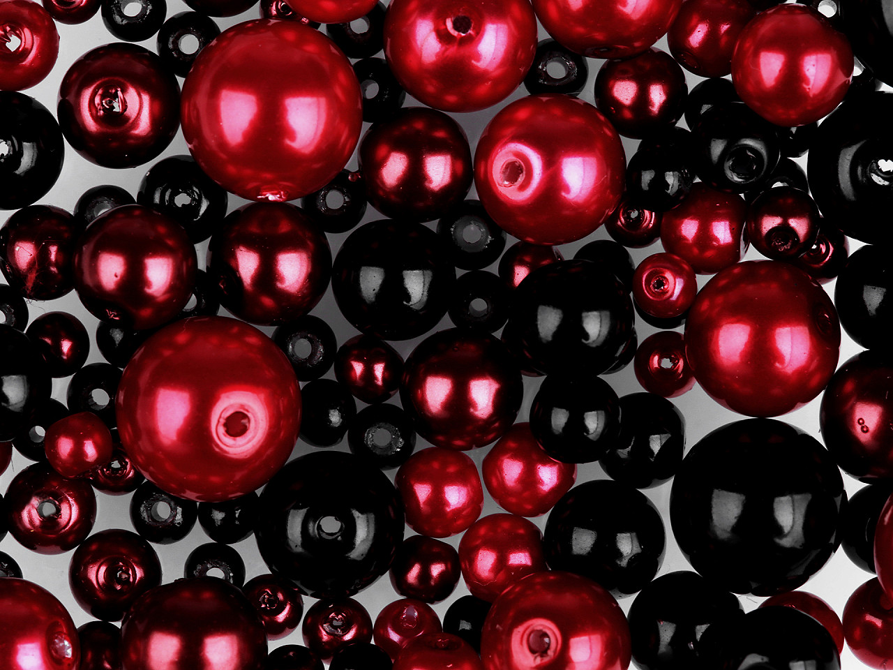 Perle sticlă lucioase, mix mărimi și culori, ø4-12 mm - Mix (50 Grame)