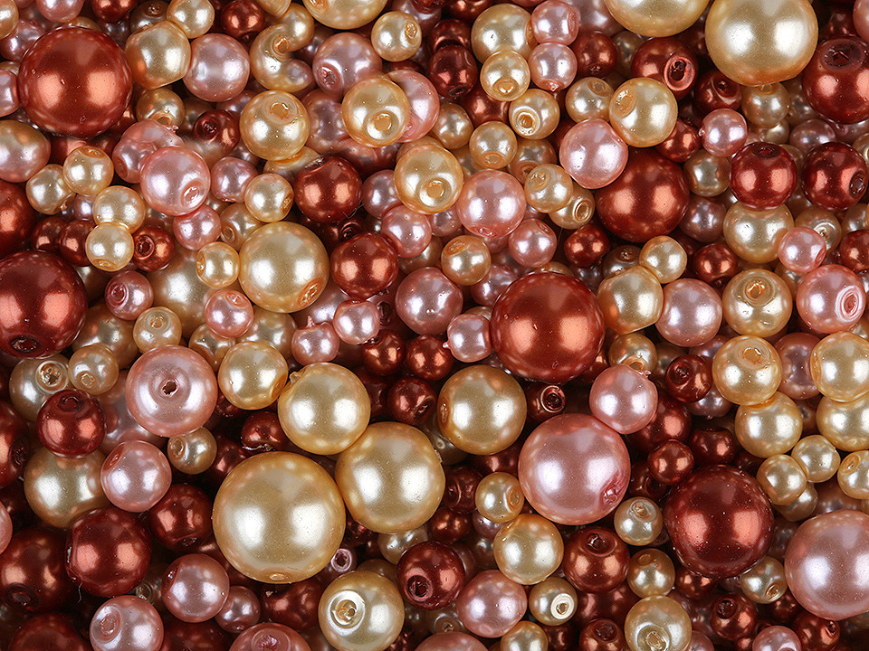 Perle sticlă lucioase, mix mărimi și culori, ø4-12 mm - Mix (50 Grame)