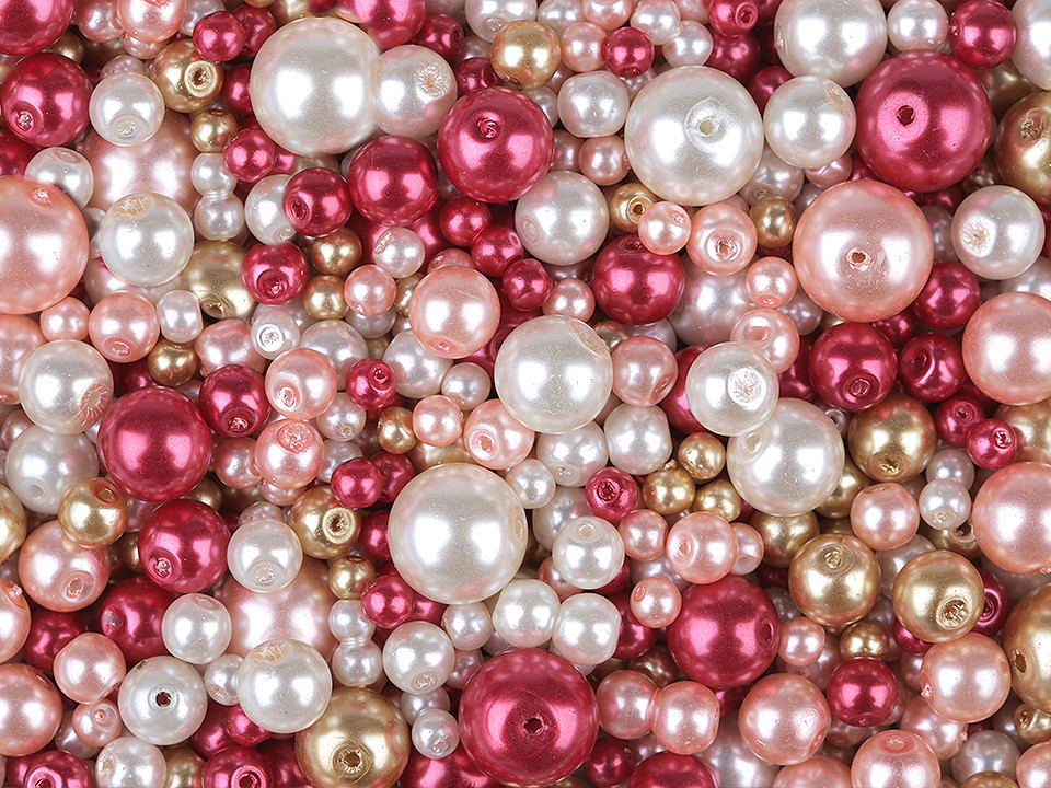 Perle sticlă lucioase, mix mărimi și culori, ø4-12 mm - Mix (50 Grame)