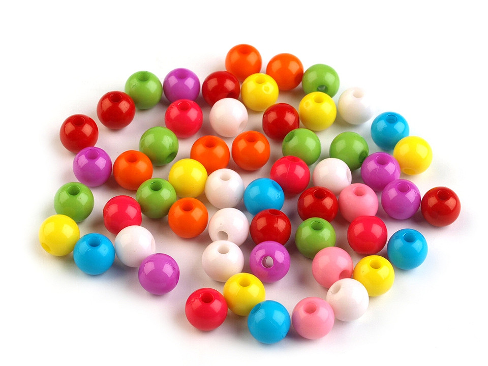 Mărgele din plastic color, mix, ø7 mm - Mix (500 Grame)