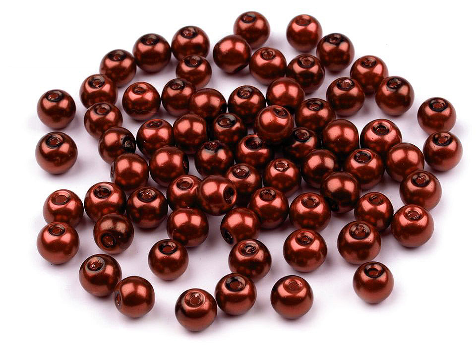 Perle sticlă lucioase, ø6 mm - Maro închis (50 Grame)