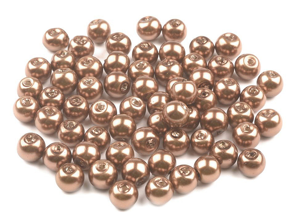 Perle sticlă lucioase, ø6 mm - Maro închis (50 Grame)