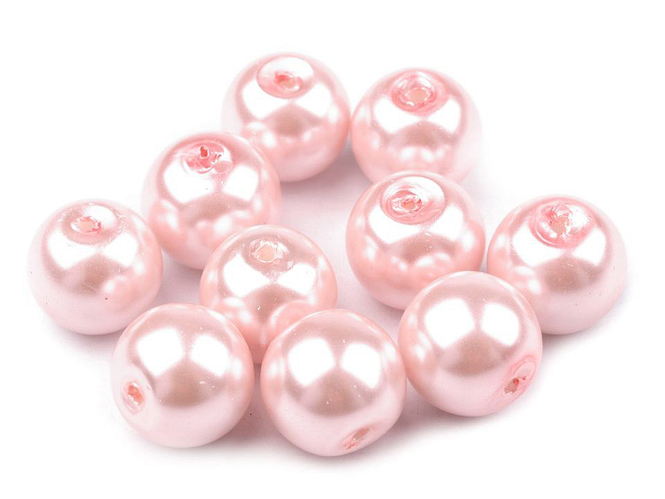 Perle sticlă lucioase, ø10 mm - Crem foarte deschis (50 Grame)