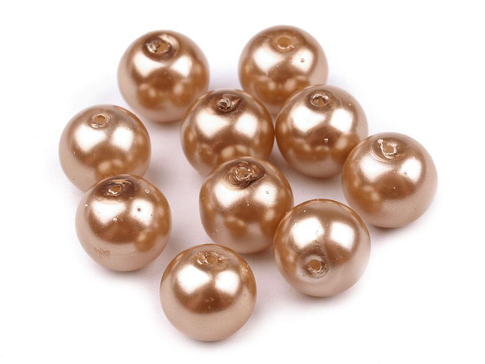 Perle sticlă lucioase, ø10 mm - Crem foarte deschis (50 Grame)