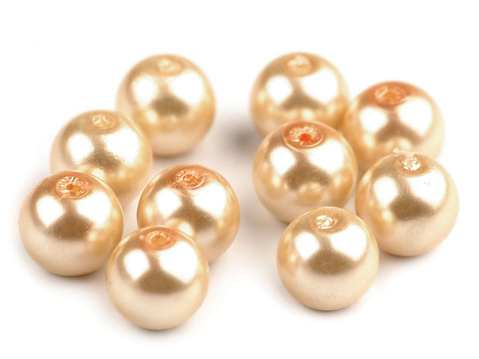 Perle sticlă lucioase, ø10 mm - Crem foarte deschis (50 Grame)