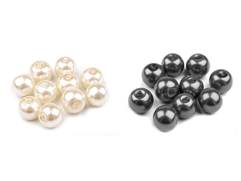 Perle sticlă lucioase, ø10 mm - Crem foarte deschis (50 Grame)