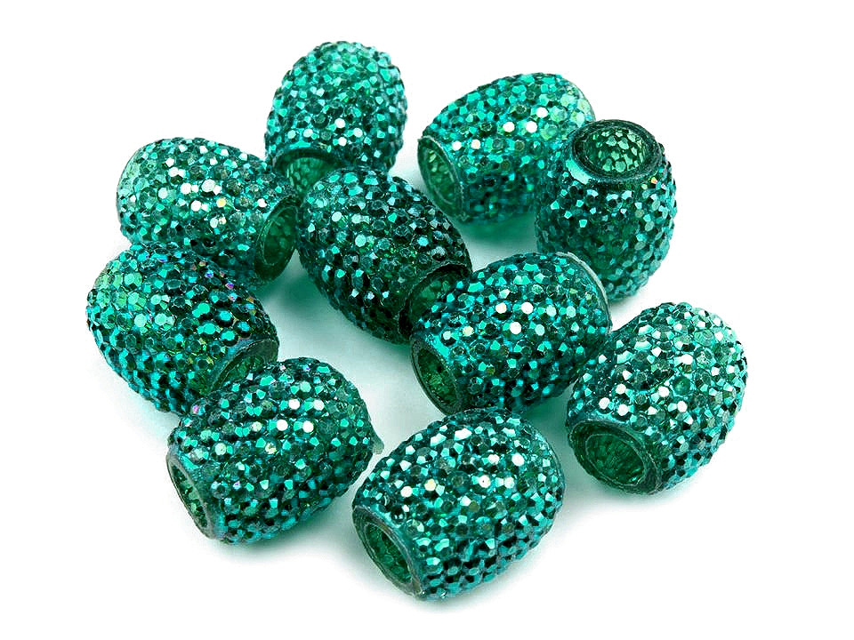 Mărgele ovale cu gaură mare, 13x15 mm - Alb (10 Bucăți)