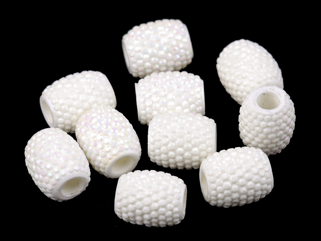 Mărgele ovale cu gaură mare, 13x15 mm - Alb (10 Bucăți)