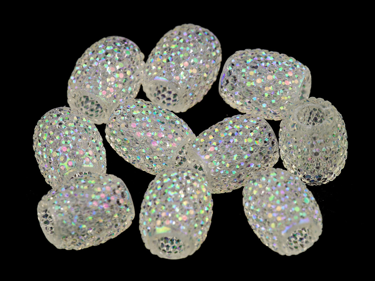 Mărgele ovale cu gaură mare, 13x15 mm - Alb (10 Bucăți)