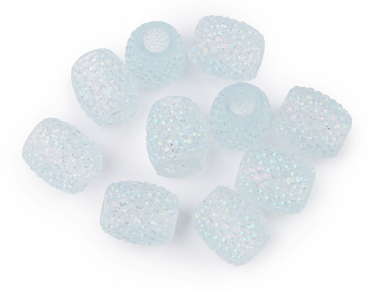 Mărgele ovale cu gaură mare, 13x15 mm - Alb (10 Bucăți)