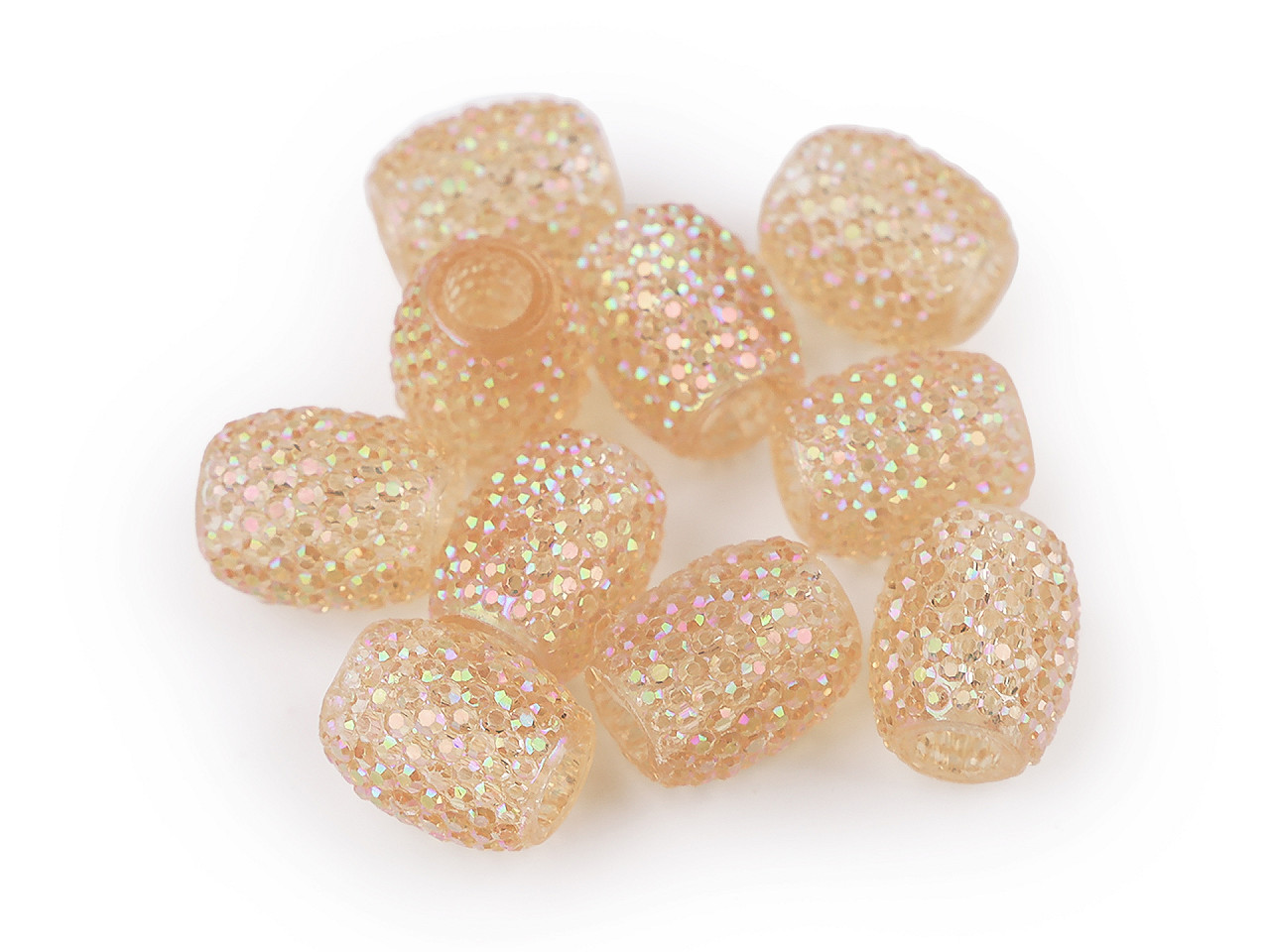 Mărgele ovale cu gaură mare, 13x15 mm - Alb (10 Bucăți)
