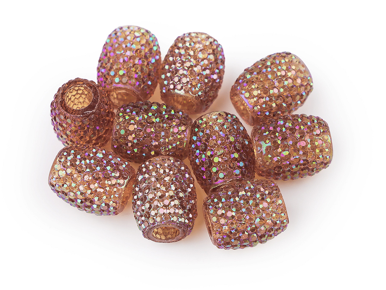 Mărgele ovale cu gaură mare, 13x15 mm - Alb (10 Bucăți)