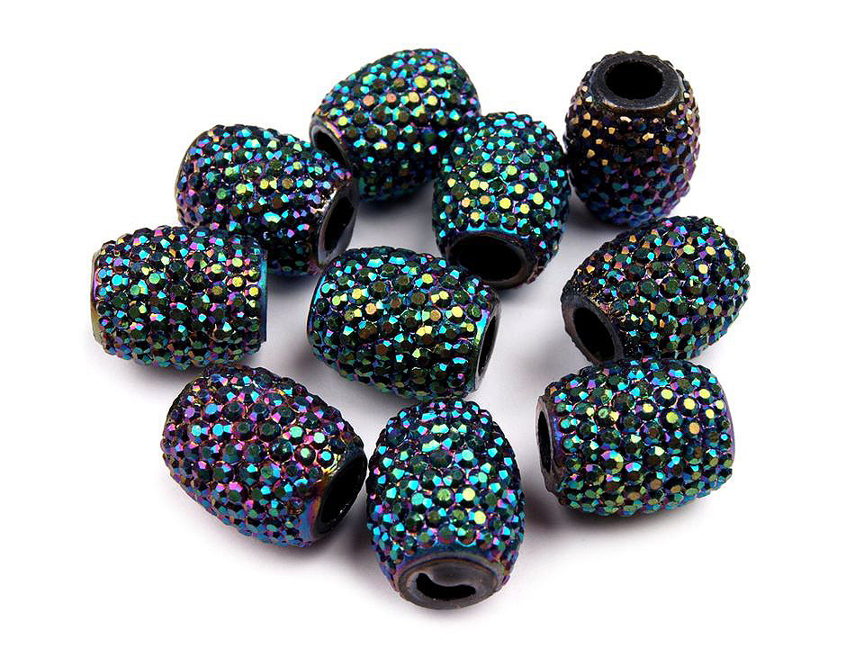 Mărgele ovale cu gaură mare, 13x15 mm - Alb (10 Bucăți)