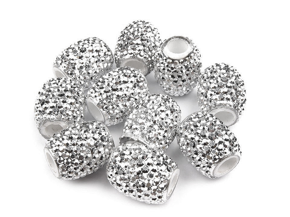 Mărgele ovale cu gaură mare, 13x15 mm - Alb (10 Bucăți)