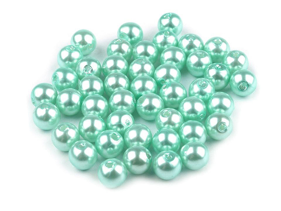 Perle plastic glance, ø6 mm - Verde mentă (500 Grame)