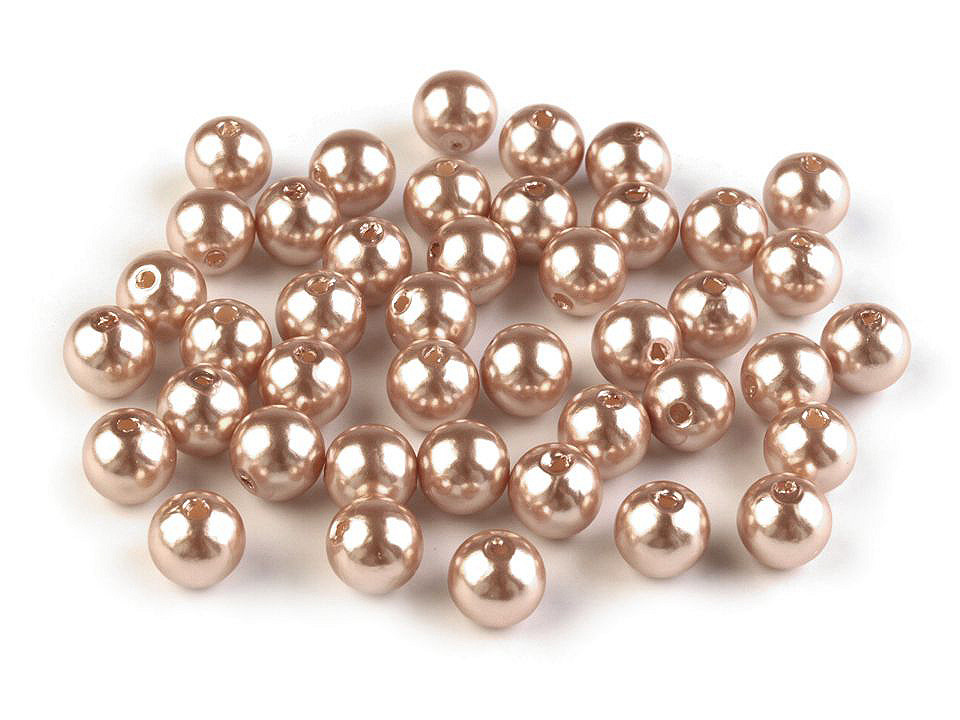 Perle plastic glance, ø8 mm - Roz (20 Grame)