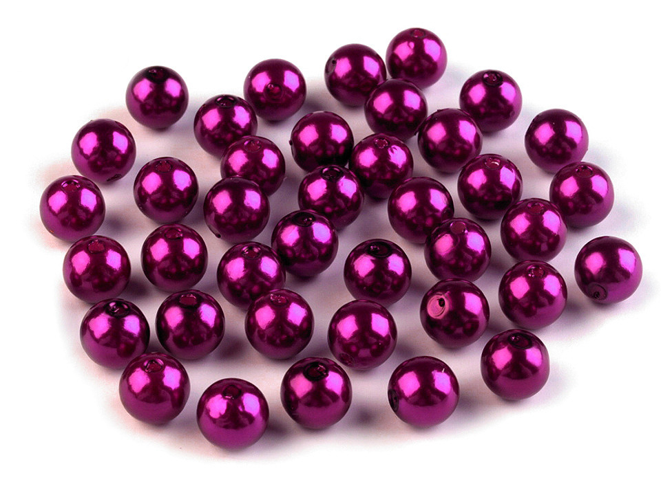 Perle plastic glance, ø8 mm - Roz (20 Grame)