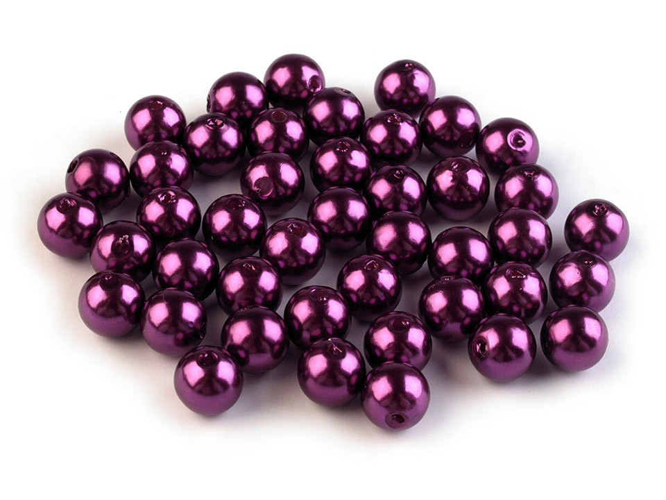 Perle plastic glance, ø8 mm - Roz (20 Grame)