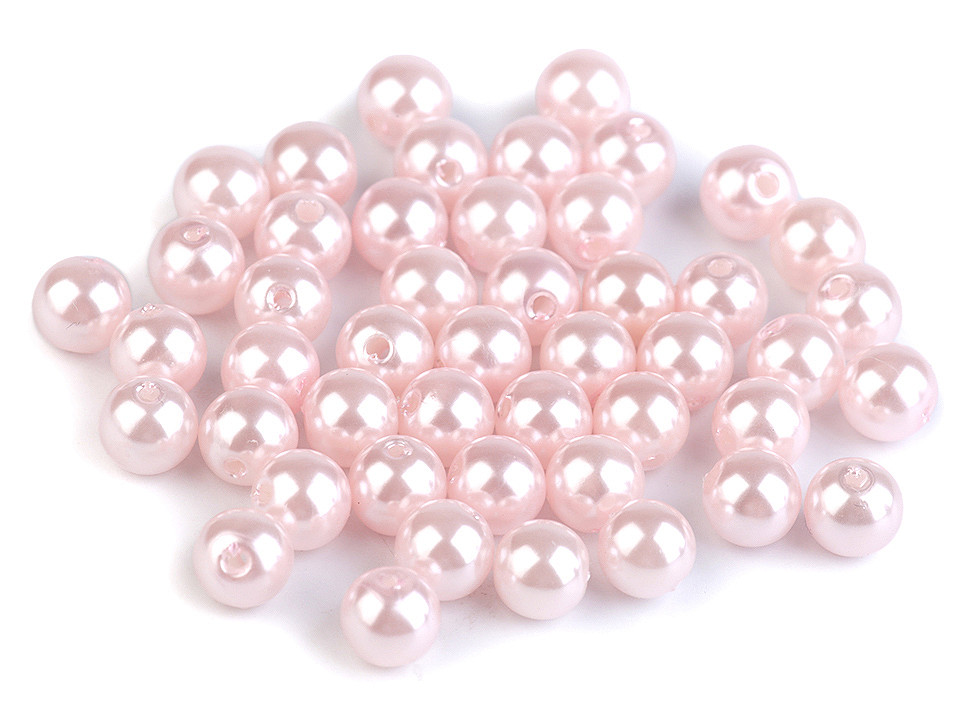 Perle plastic glance, ø8 mm - Roz (20 Grame)