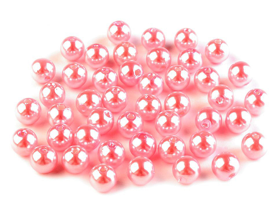 Perle plastic glance, ø8 mm - Roz (20 Grame)