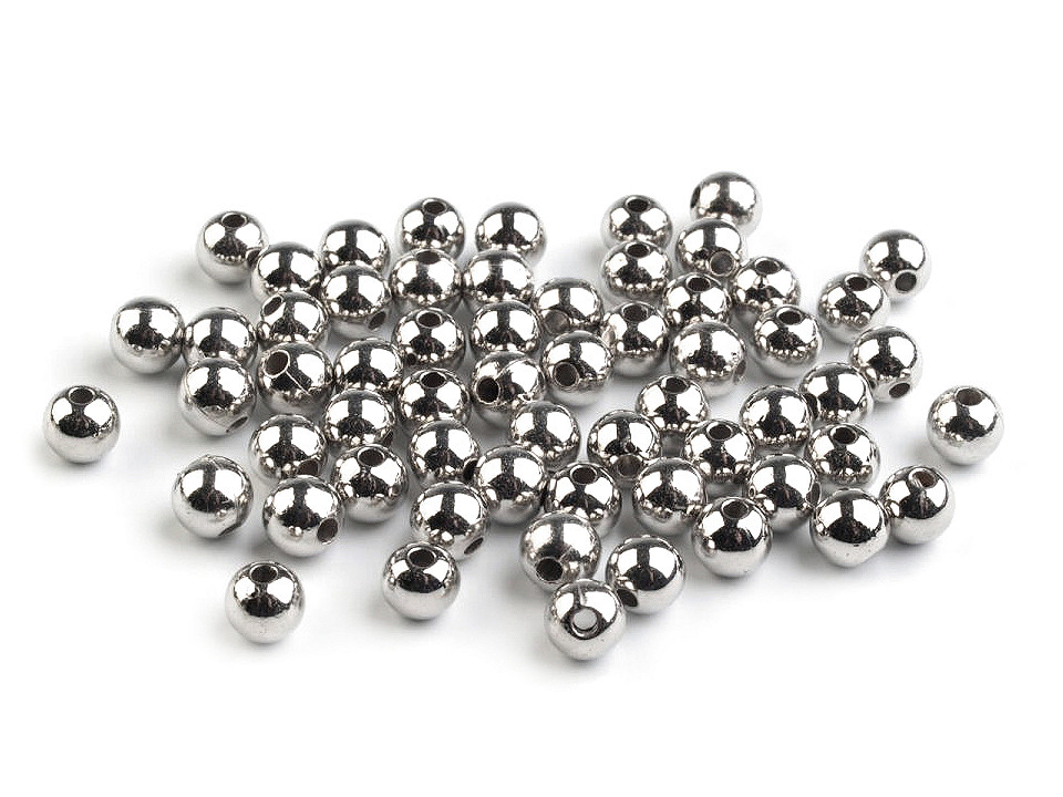Mărgele plastic glance metalic, ø6 mm - Argintiu (500 Grame) Mărgele plastic glance metalic, ø6 mm - Argintiu (500 Grame)