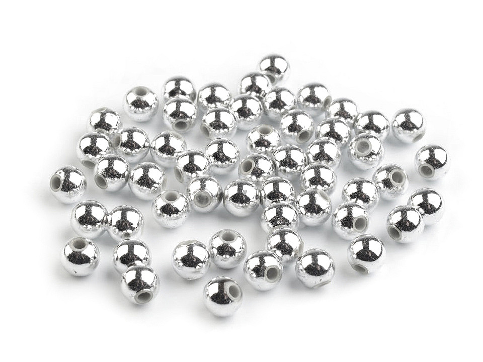 Mărgele plastic glance metalic, ø6 mm - Argintiu (500 Grame) Mărgele plastic glance metalic, ø6 mm - Argintiu (500 Grame)