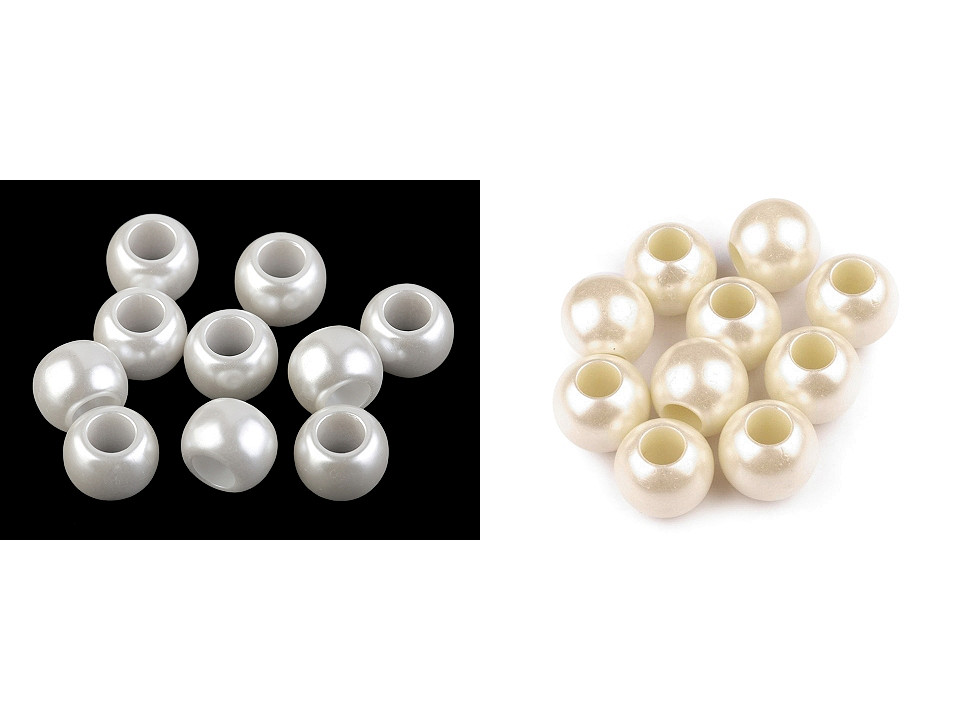 Mărgele sidefate cu gaură mare, 11x15 mm - Alb sidefat (10 Bucăți)