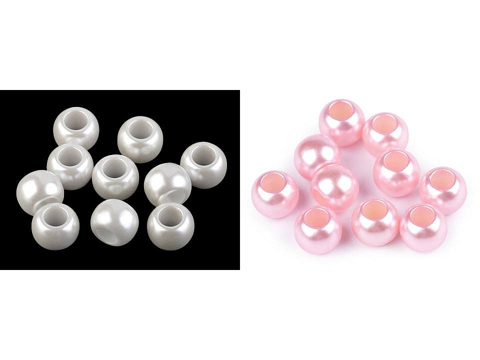 Mărgele sidefate cu gaură mare, 11x15 mm - Alb sidefat (10 Bucăți)