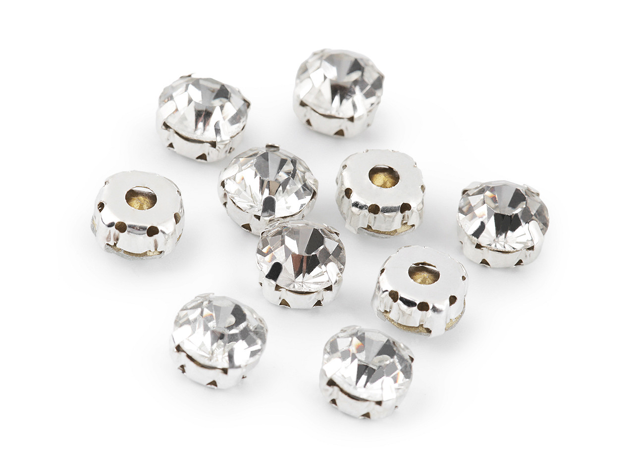 Strasuri de cusut în montură metalică, ø10 mm - Cristal (720 Bucăți)