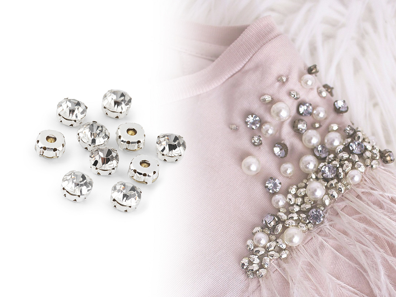 Strasuri de cusut în montură metalică, ø10 mm - Cristal (720 Bucăți)