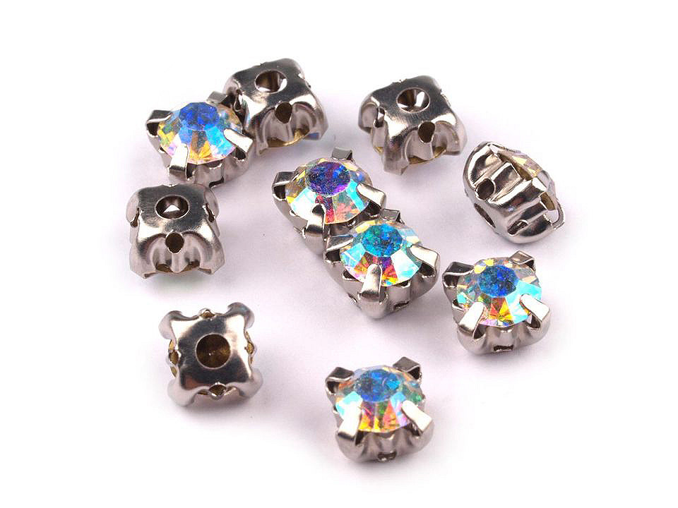 Strasuri de cusut în montură metalică, ø10 mm - Cristal (720 Bucăți)