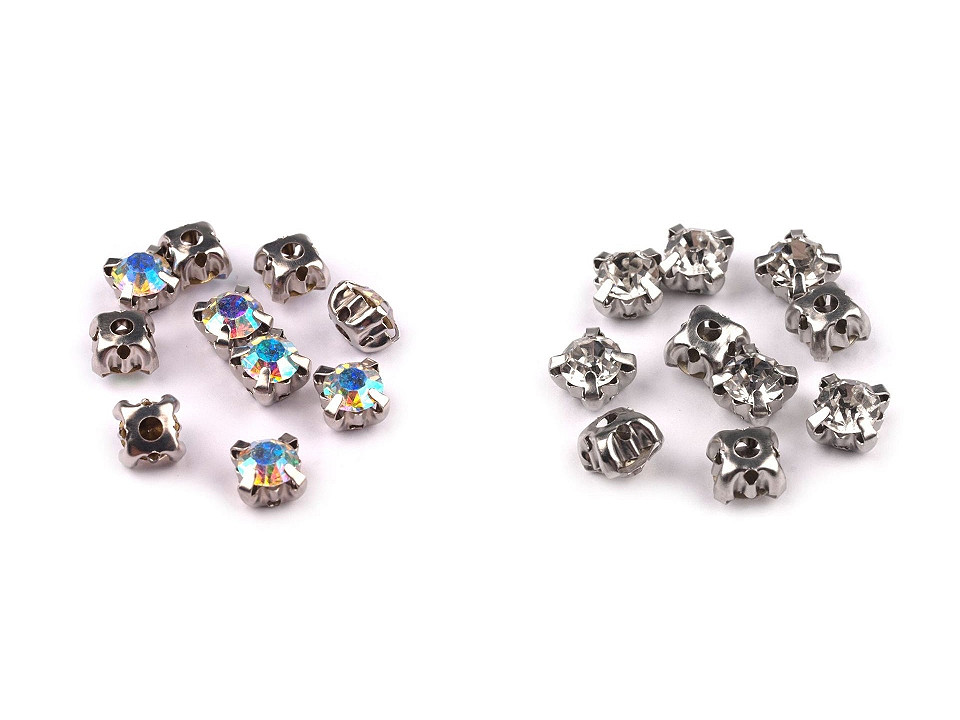 Strasuri de cusut în montură metalică, ø10 mm - Cristal (720 Bucăți)