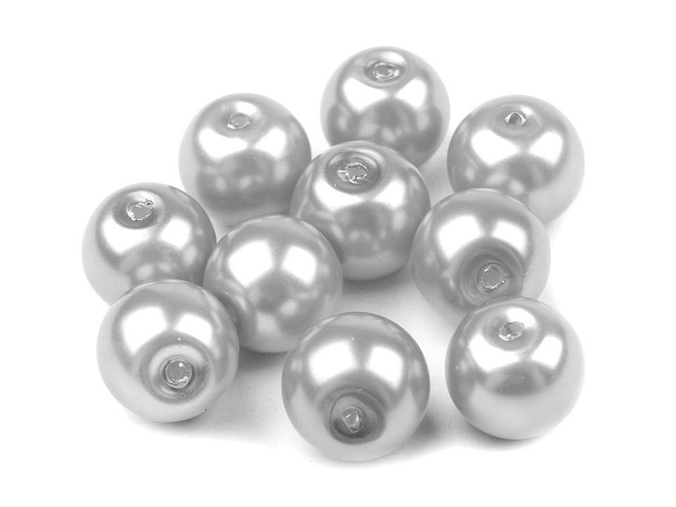 Perle sticlă lucioase, ø8 mm - Alb (50 Grame)